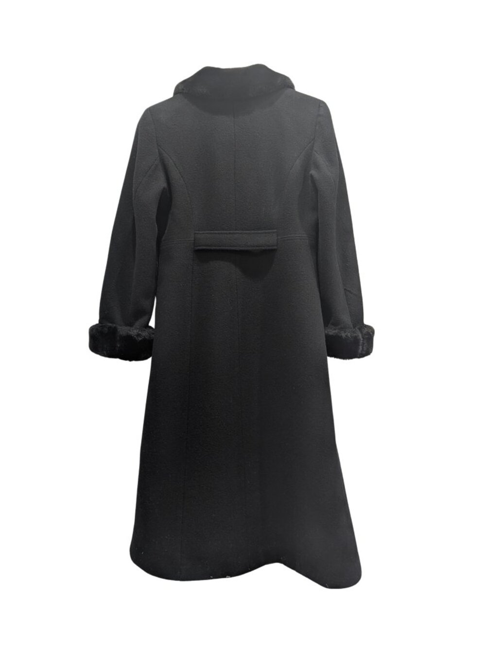 Donnybrook Black Wool Faux Fur Trim Coat Petite 2P - Picture 5 of 11